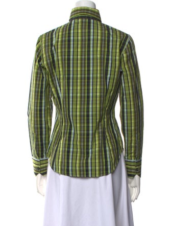 Etro Plaid Print Long Sleeve Button-Up Top