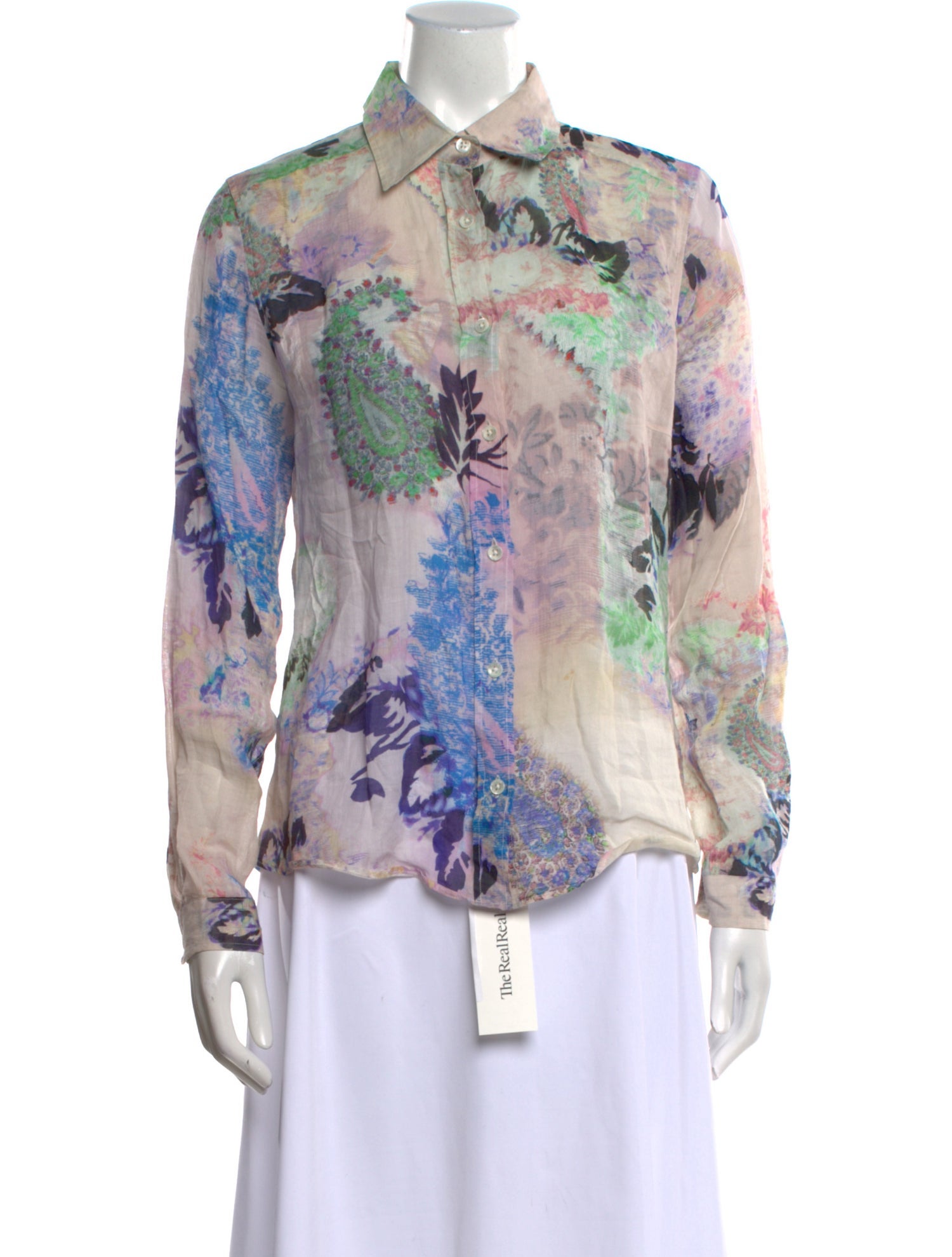 Etro Printed Long Sleeve Button-Up Top