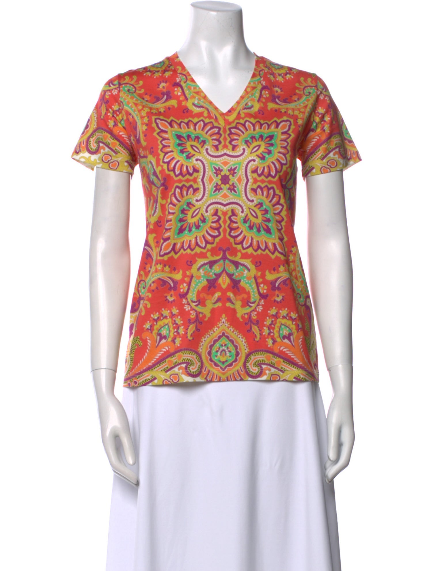 Etro Paisley Print V-Neck T-Shirt