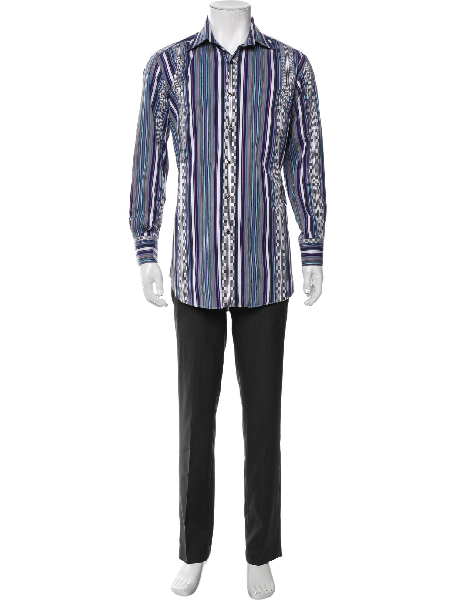 Etro Striped Long Sleeve Dress Shirt