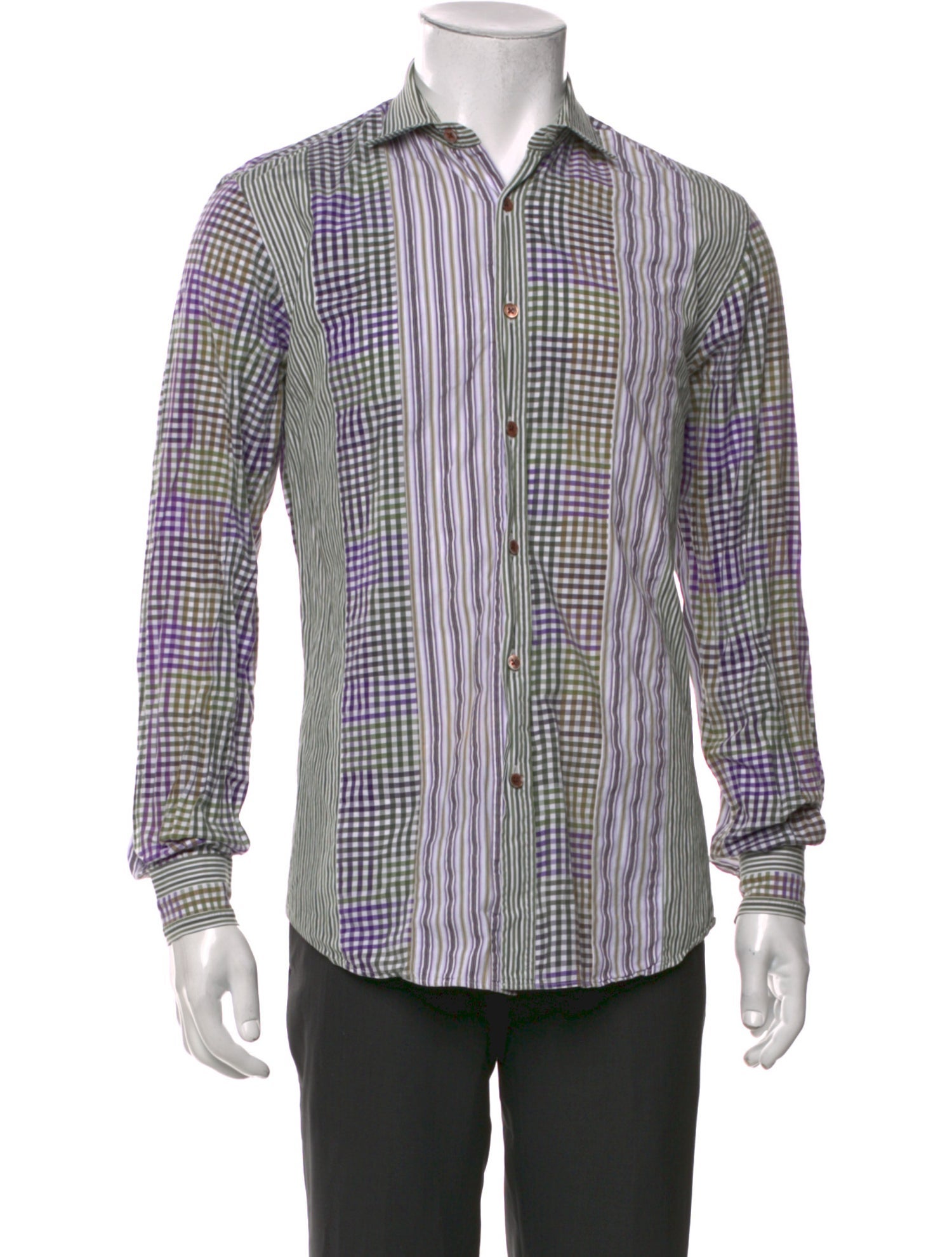 Etro Plaid Print Long Sleeve Shirt