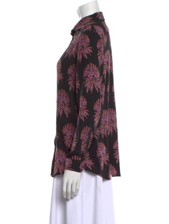 Etro Silk Floral Print Button-Up Top