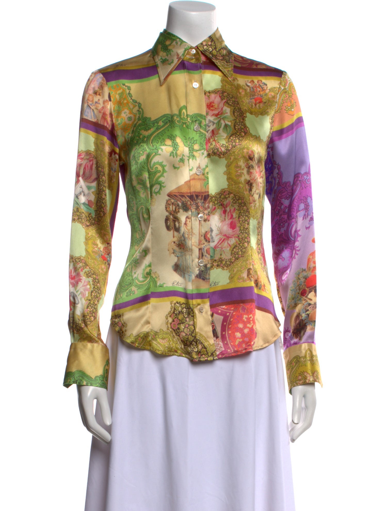 Etro Silk Printed Button-Up Top