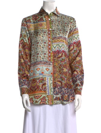 Etro Silk Paisley Print Button-Up Top