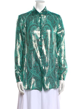 Etro Printed Long Sleeve Button-Up Top