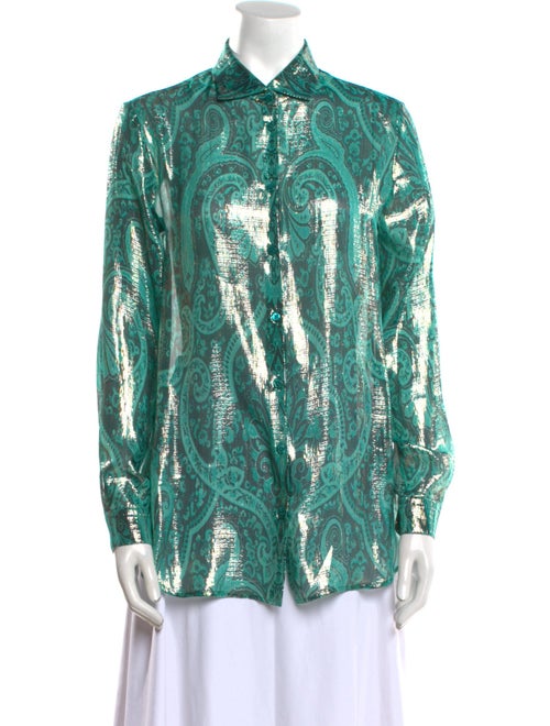 Etro Printed Long Sleeve Button-Up Top