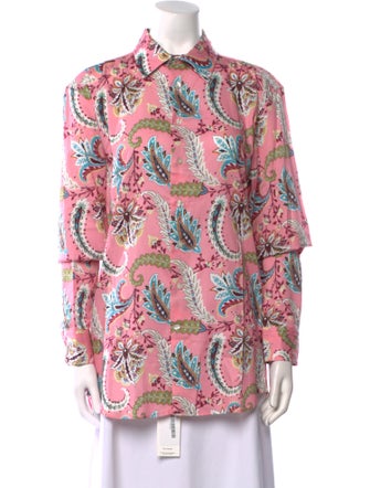 Etro Paisley Print Long Sleeve Button-Up Top