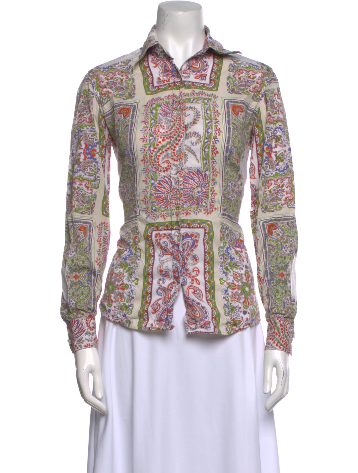 Etro Paisley Print Long Sleeve Button-Up Top