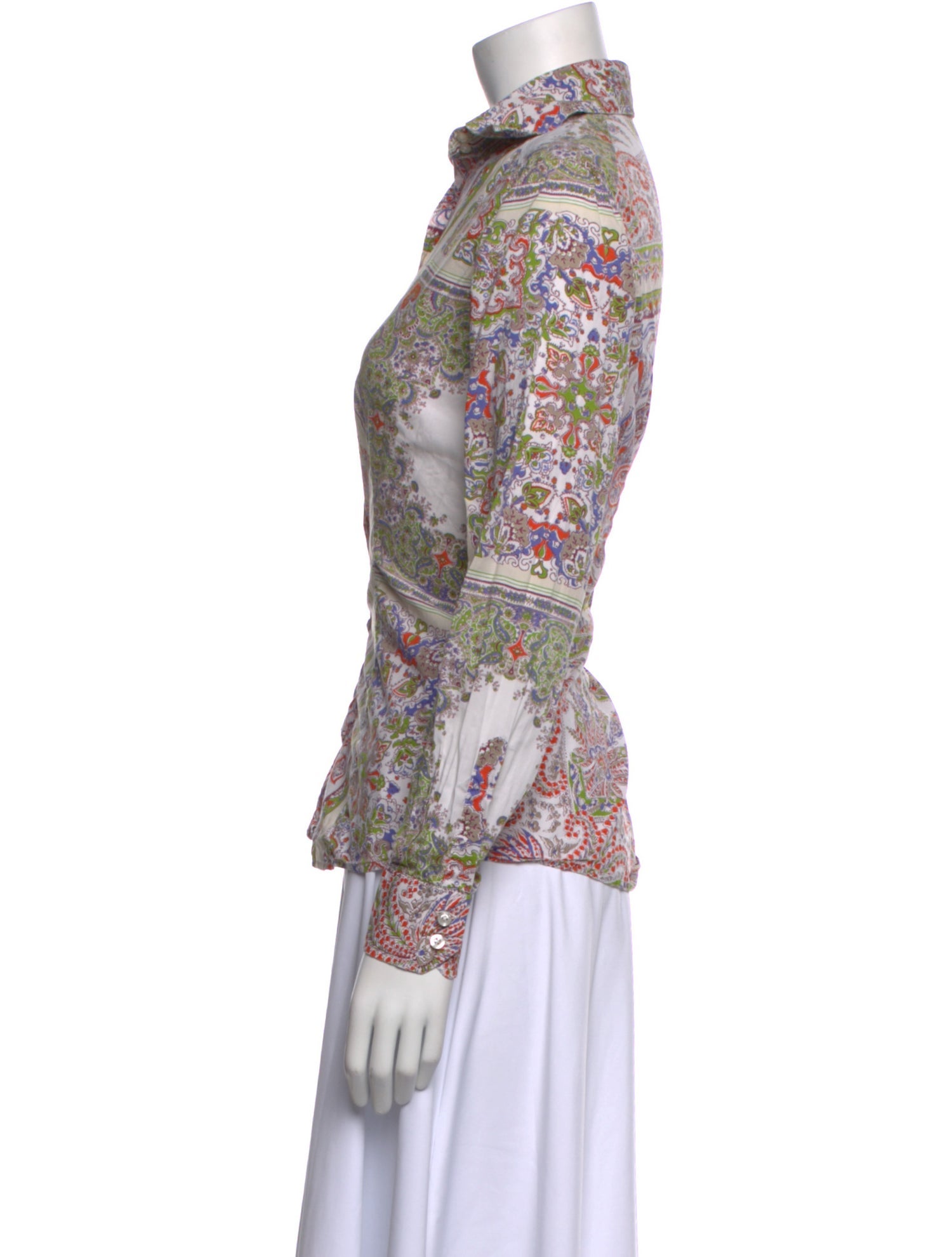 Etro Paisley Print Long Sleeve Button-Up Top