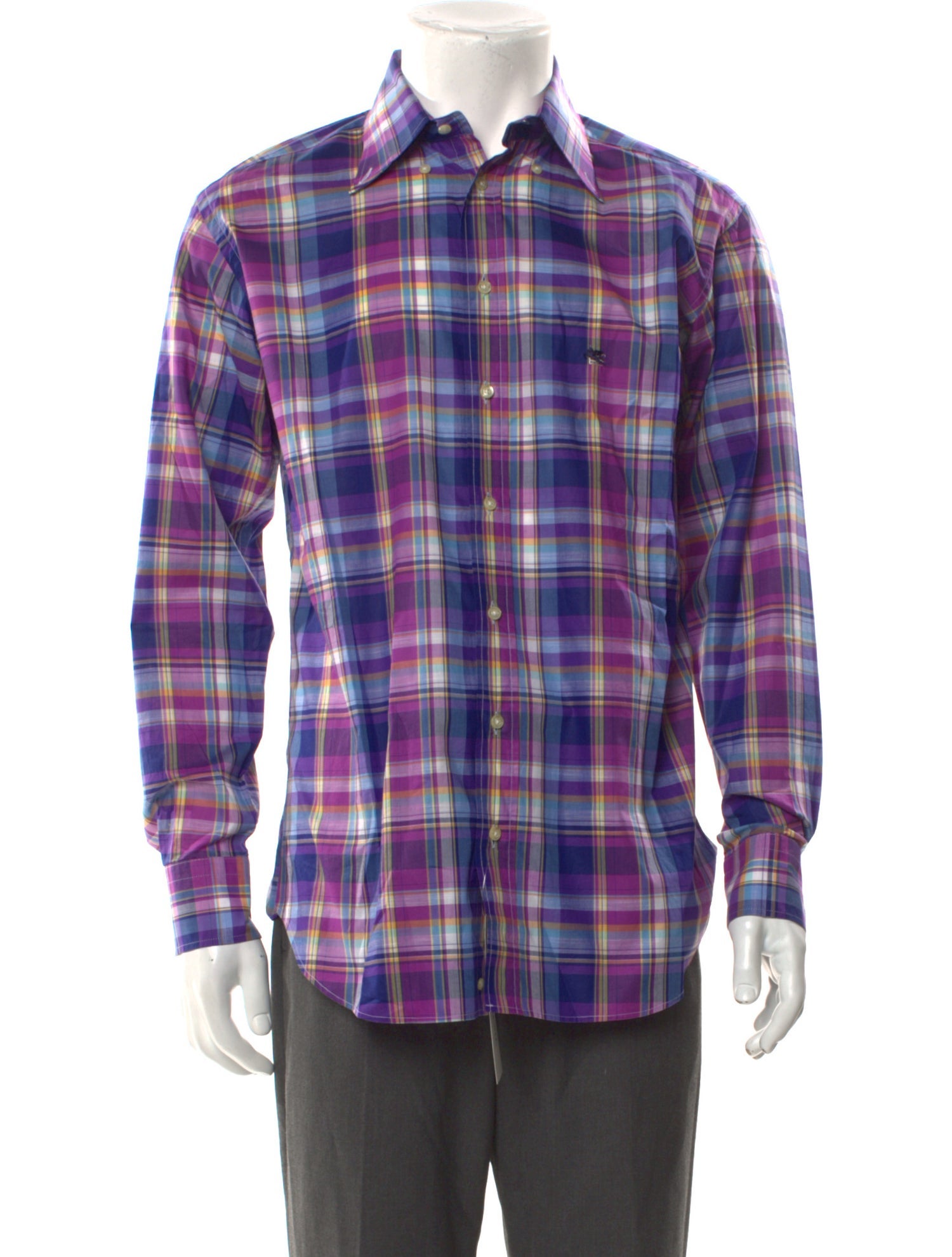 Etro Plaid Print Long Sleeve Shirt