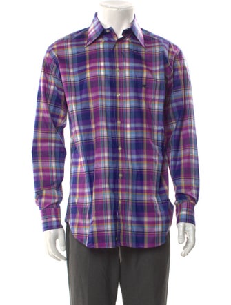 Etro Plaid Print Long Sleeve Shirt