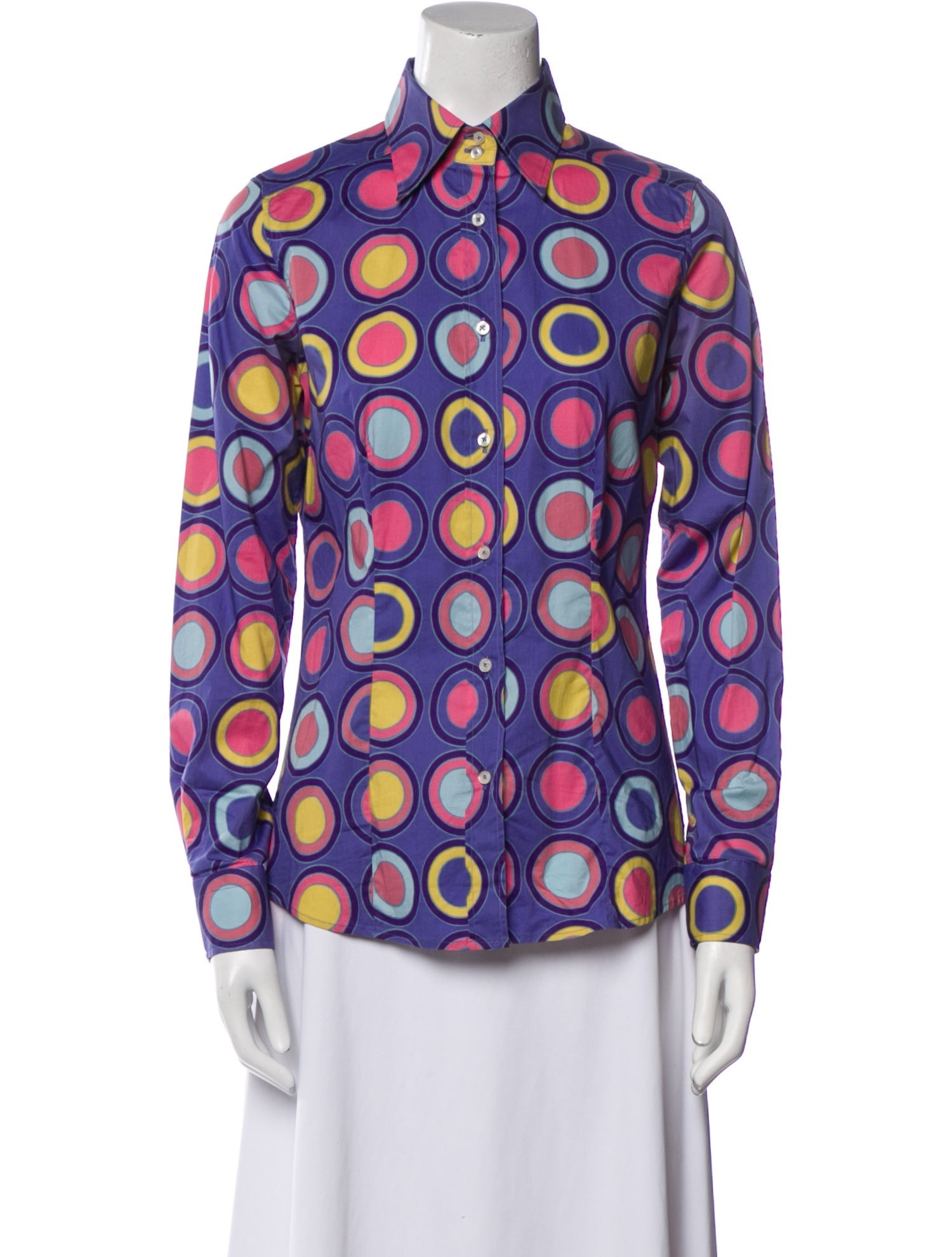 Etro Printed Mock Neck Button-Up Top