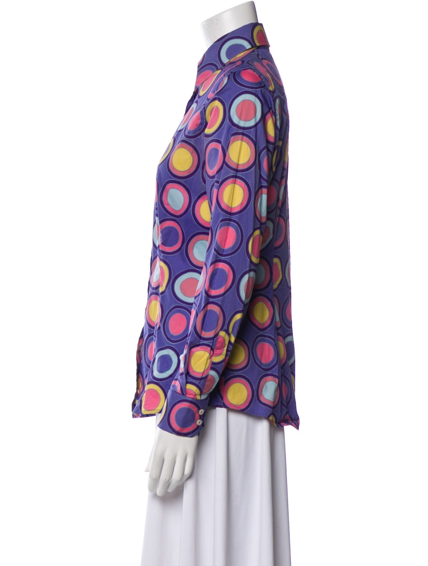 Etro Printed Mock Neck Button-Up Top