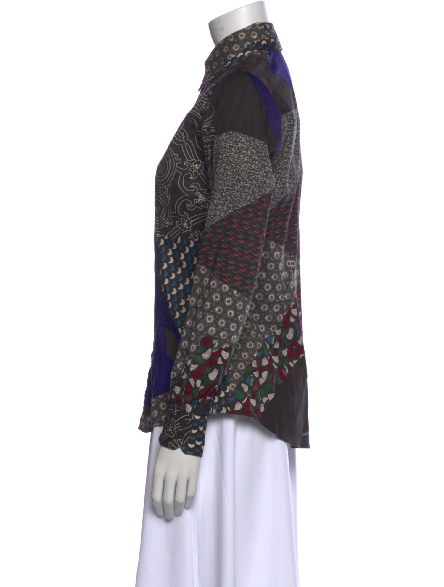 Etro Printed Long Sleeve Button-Up Top