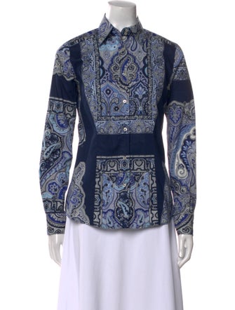 Etro Printed Long Sleeve Button-Up Top