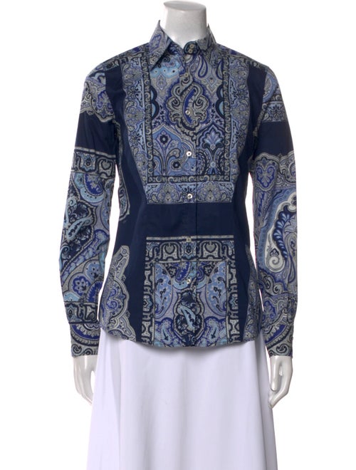 Etro Printed Long Sleeve Button-Up Top
