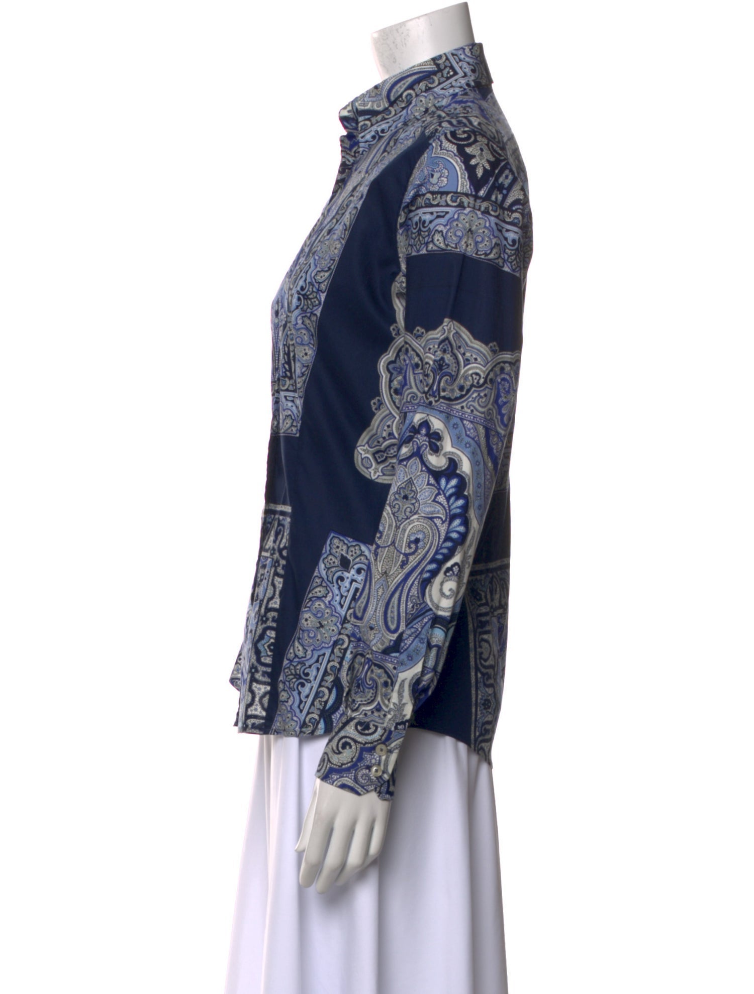Etro Printed Long Sleeve Button-Up Top