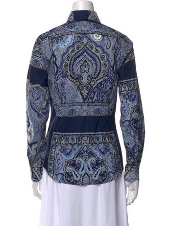 Etro Printed Long Sleeve Button-Up Top