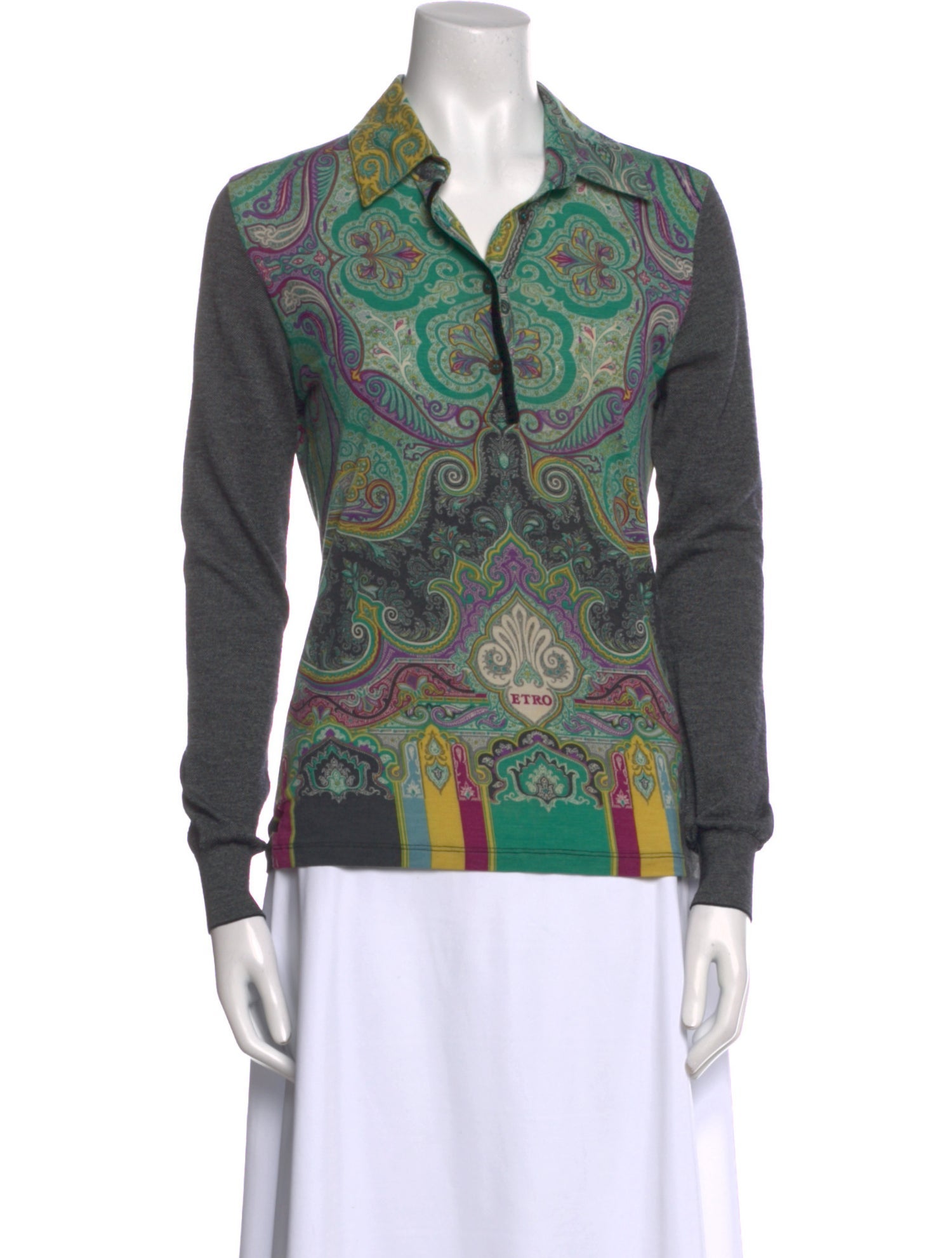 Etro Wool Paisley Print Polo