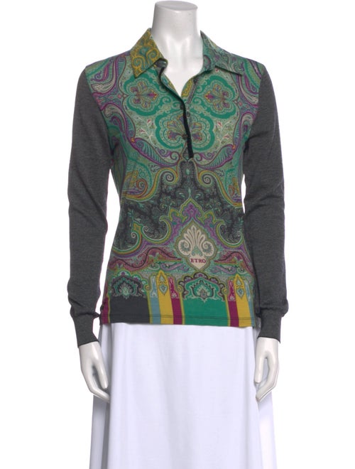 Etro Wool Paisley Print Polo