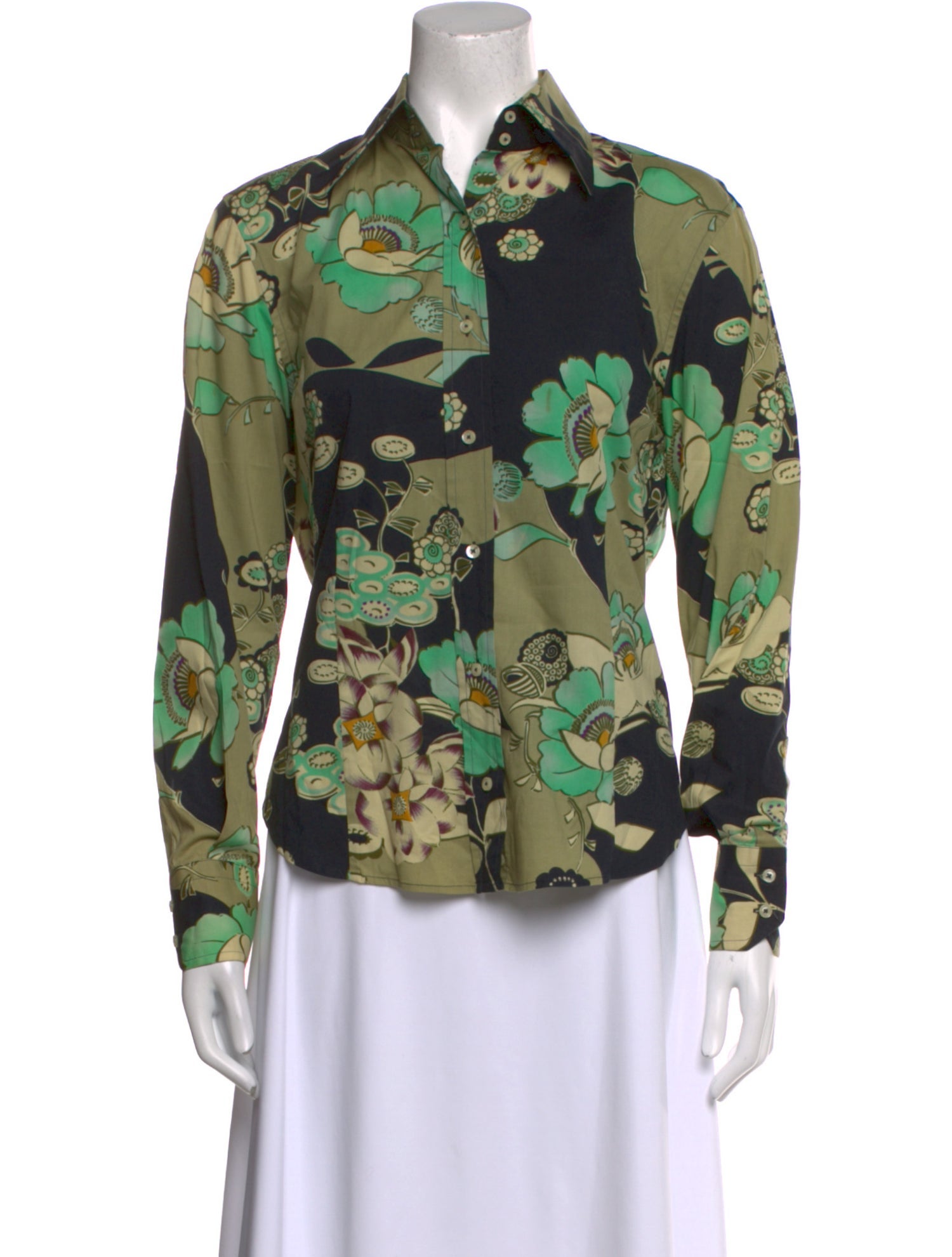 Etro Floral Print Long Sleeve Button-Up Top