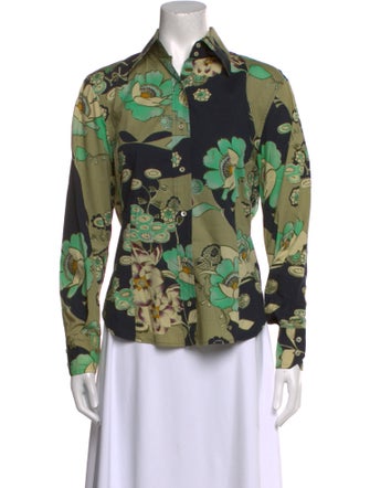 Etro Floral Print Long Sleeve Button-Up Top