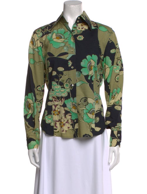 Etro Floral Print Long Sleeve Button-Up Top