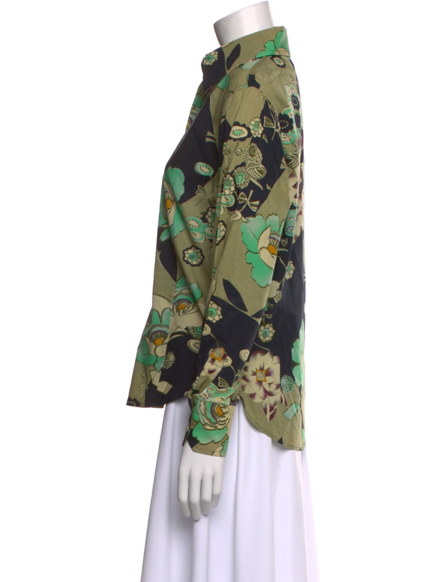 Etro Floral Print Long Sleeve Button-Up Top