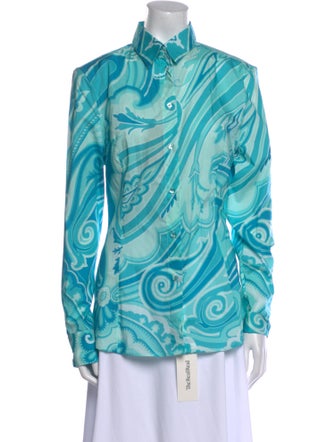 Etro Printed Long Sleeve Button-Up Top