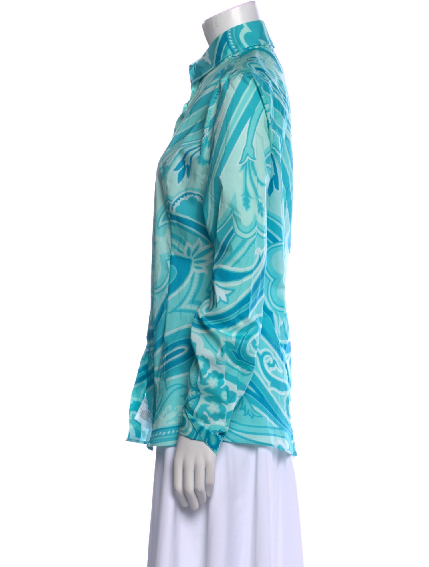Etro Printed Long Sleeve Button-Up Top