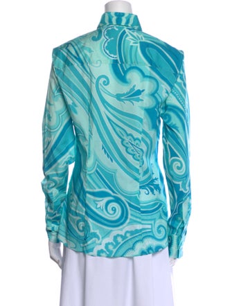 Etro Printed Long Sleeve Button-Up Top
