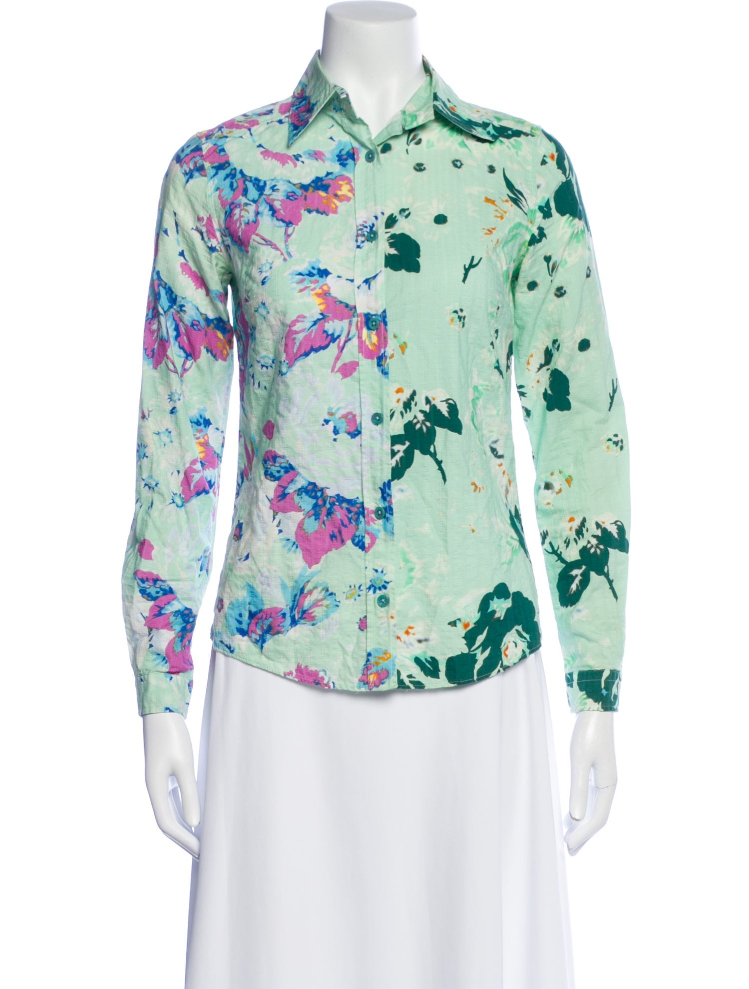 Etro Floral Print Long Sleeve Button-Up Top