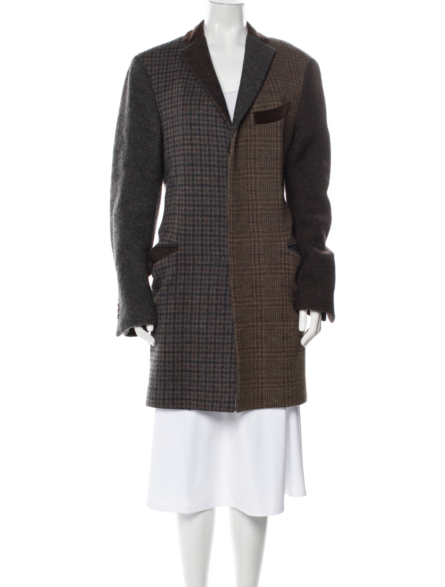 Etro Wool Houndstooth Print Overcoat