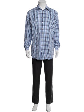 Etro Plaid Print Long Sleeve Dress Shirt