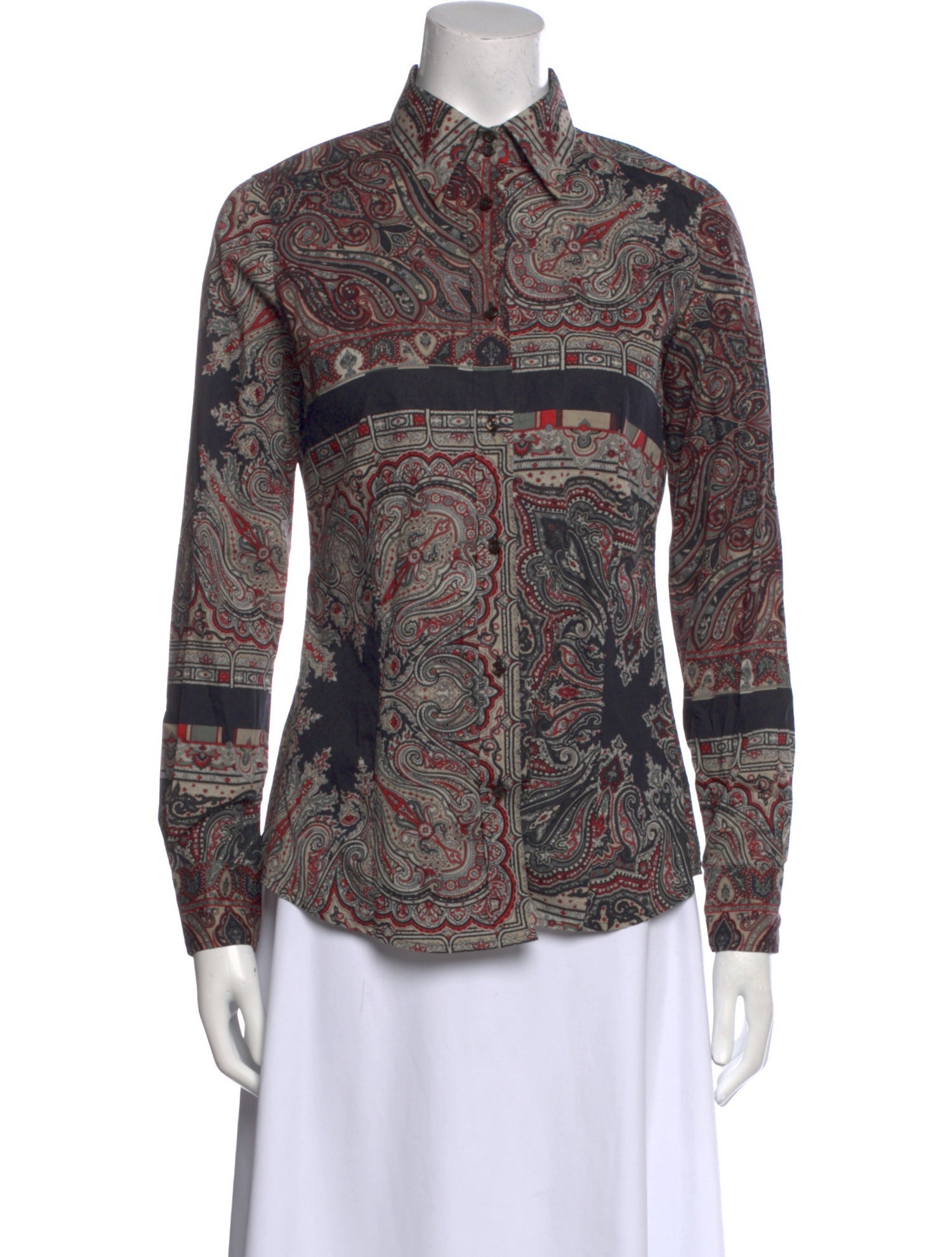 Etro Paisley Print Long Sleeve Button-Up Top