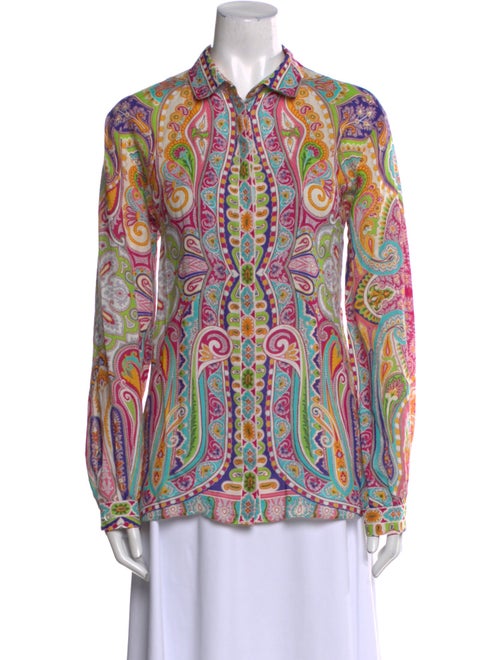 Etro Paisley Print Long Sleeve Button-Up Top