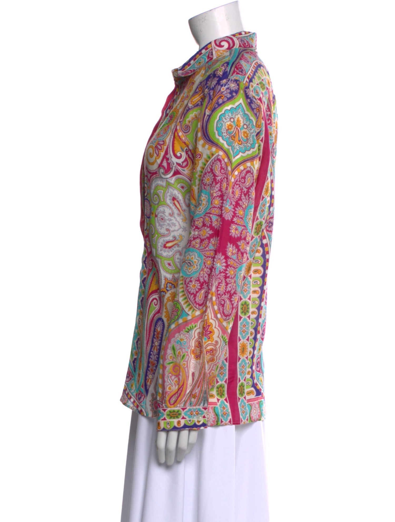 Etro Paisley Print Long Sleeve Button-Up Top