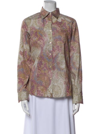 Etro Paisley Print Long Sleeve Button-Up Top