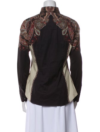 Etro Paisley Print Mock Neck Button-Up Top