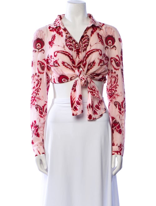 Etro Floral Print V-Neck Crop Top