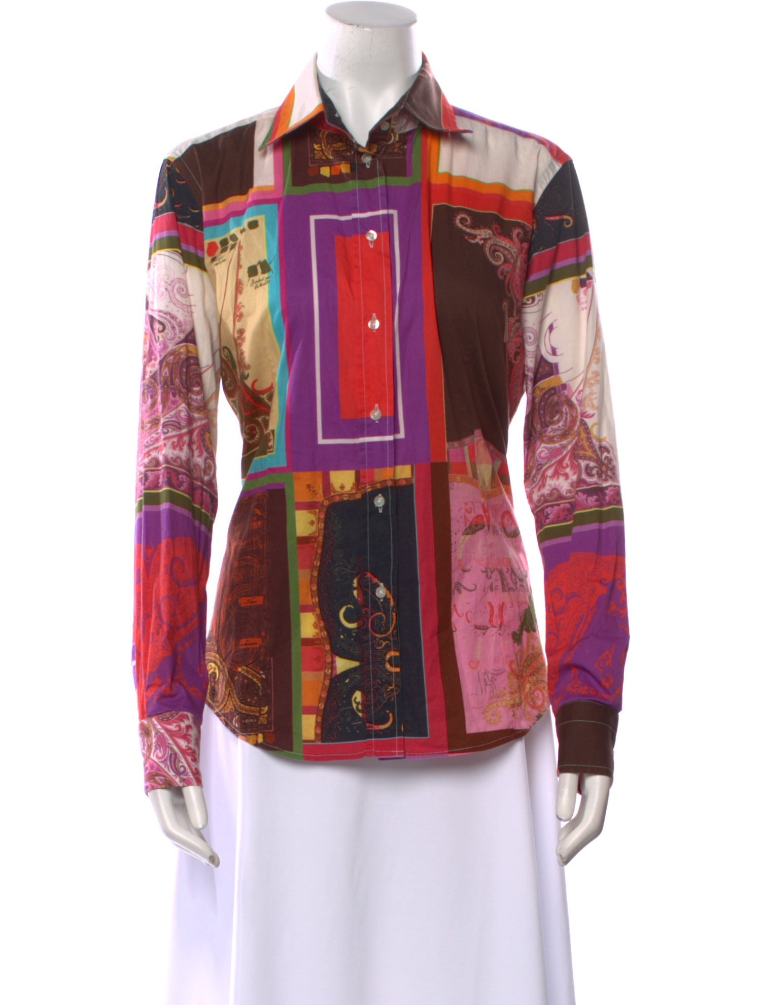 Etro Paisley Print Long Sleeve Button-Up Top