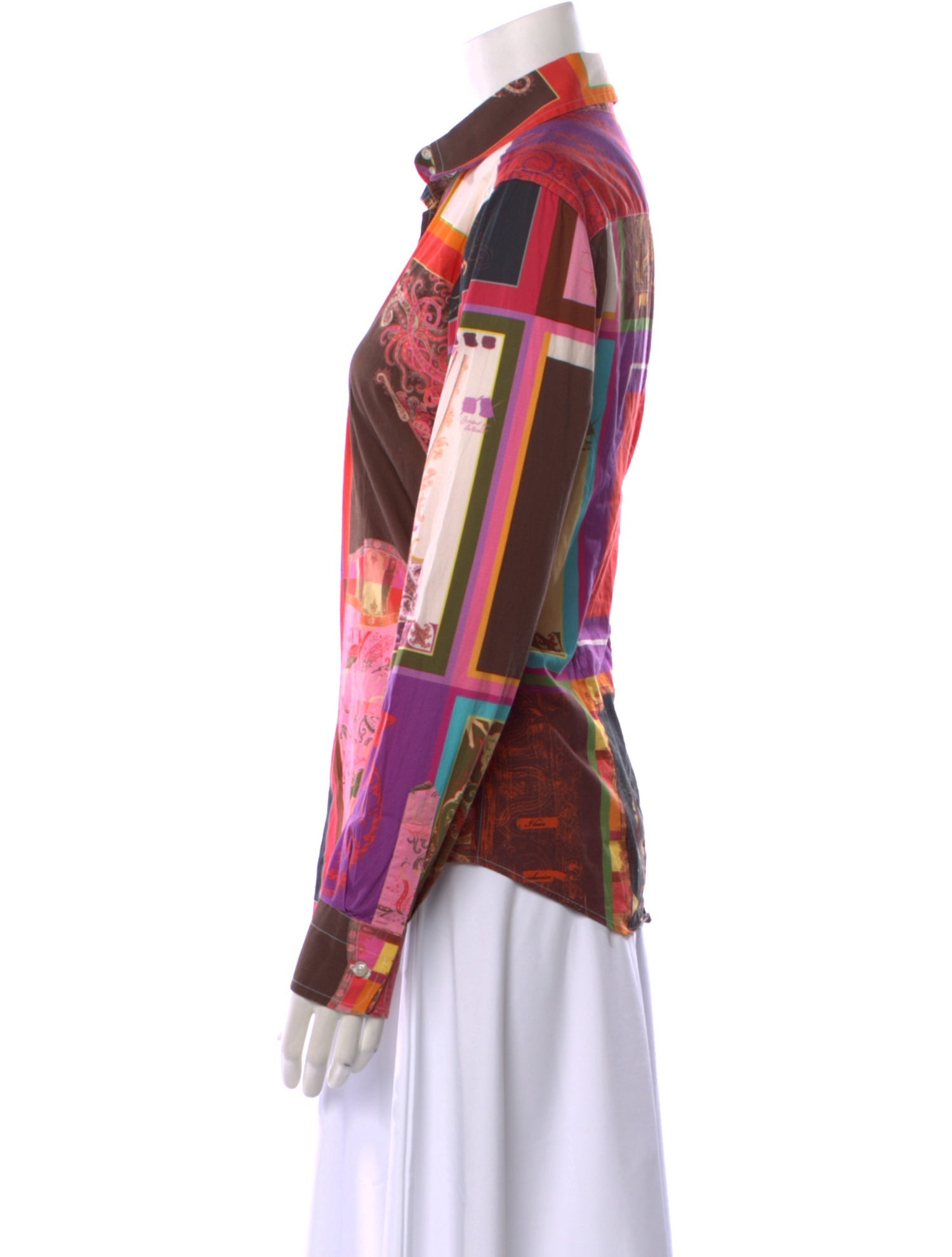 Etro Paisley Print Long Sleeve Button-Up Top