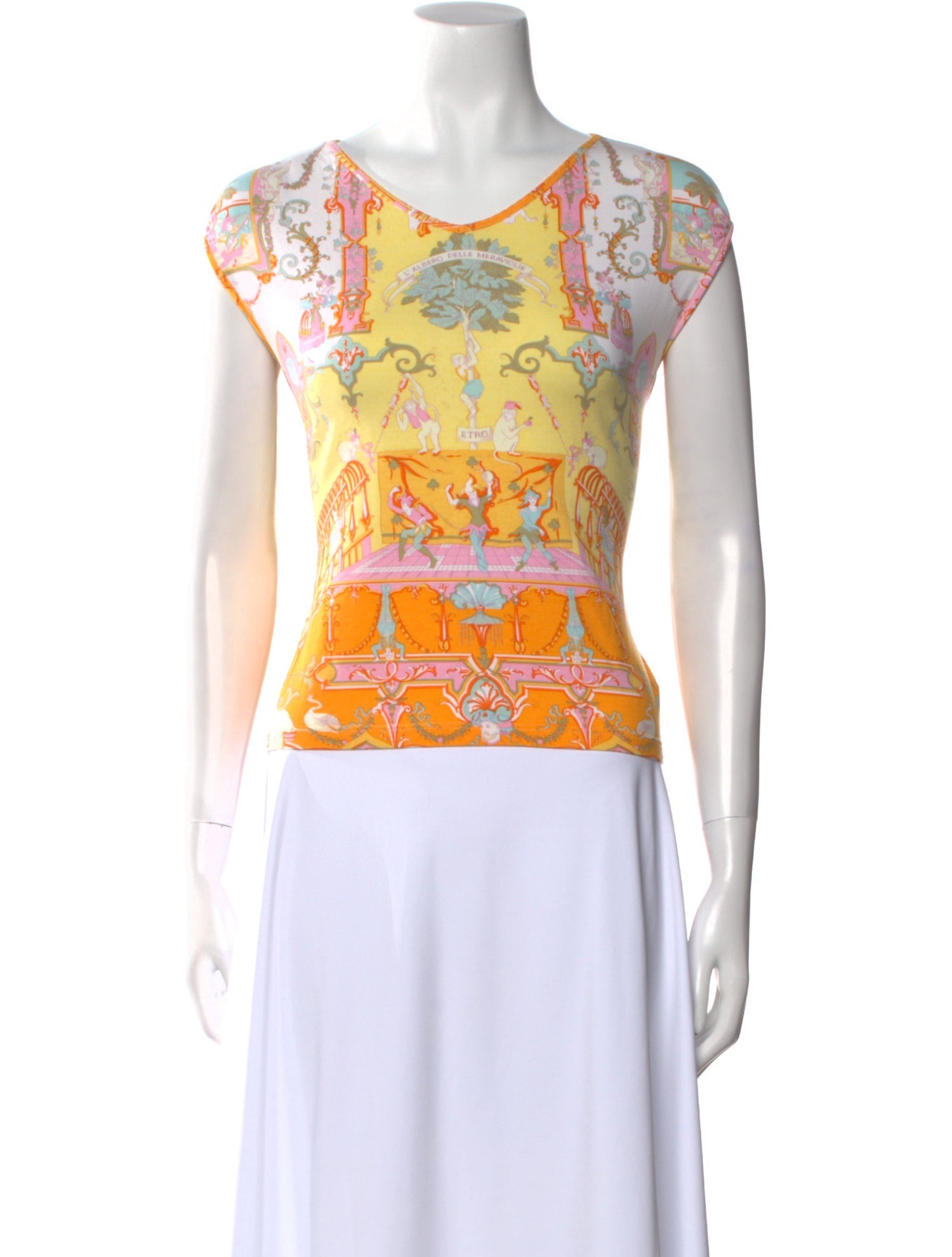 Etro Printed V-Neck Top