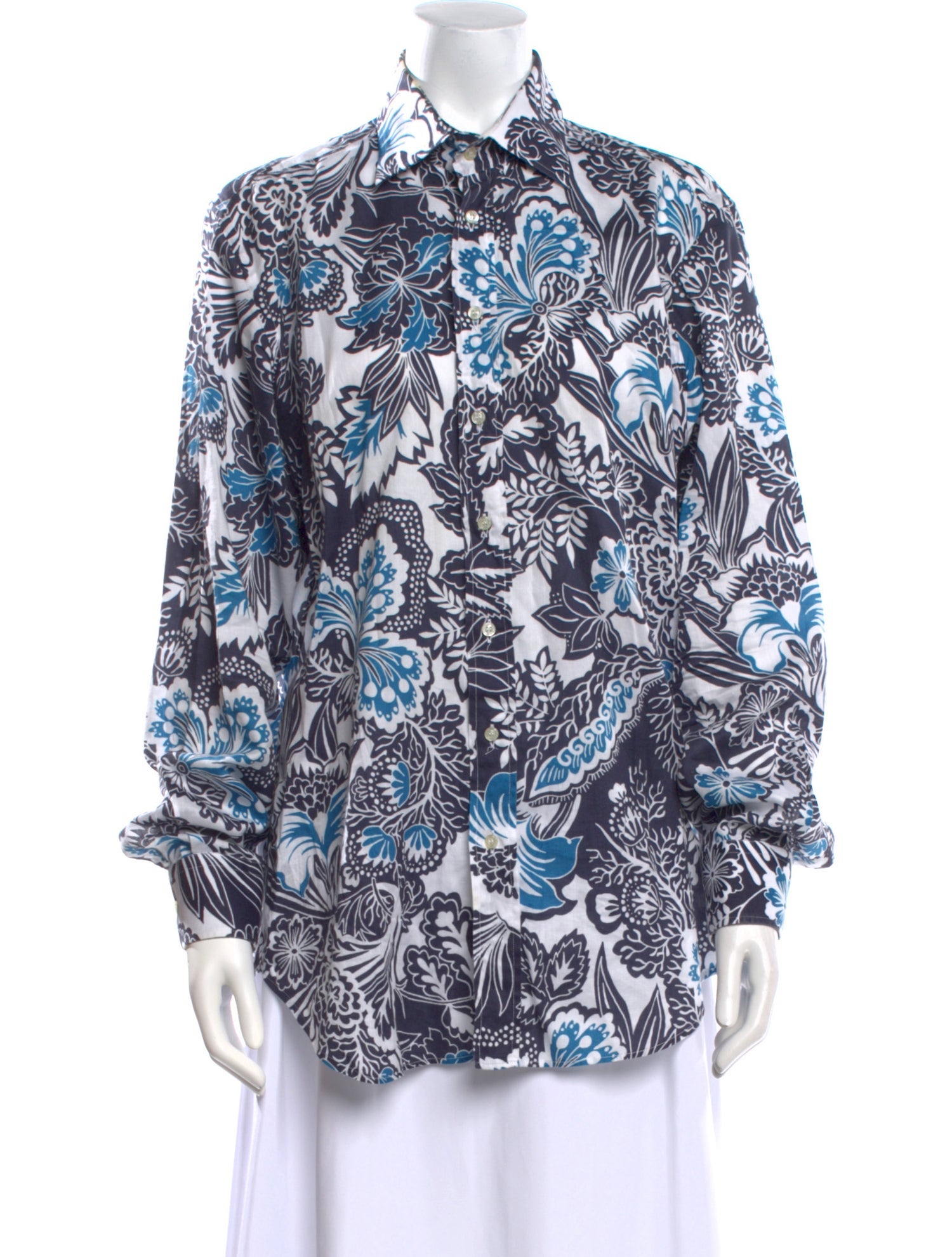 Etro Printed Long Sleeve Button-Up Top