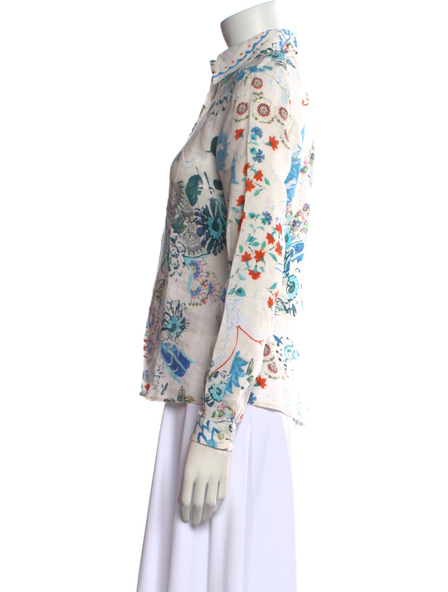 Etro Floral Print Long Sleeve Button-Up Top