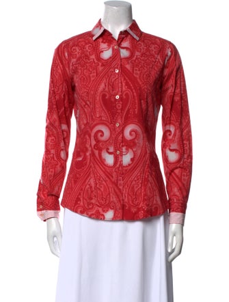 Etro Paisley Print Long Sleeve Button-Up Top