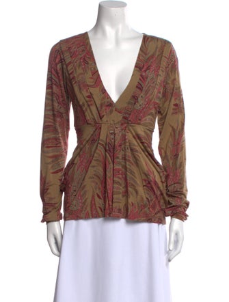 Etro Paisley Print V-Neck Blouse