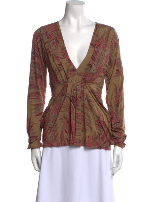 Etro Paisley Print V-Neck Blouse