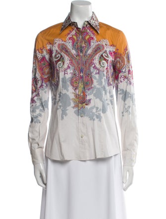 Etro Printed Long Sleeve Button-Up Top