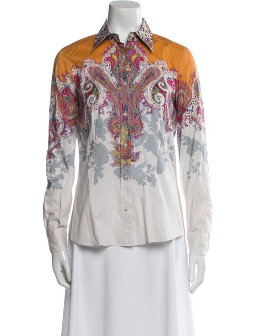 Etro Printed Long Sleeve Button-Up Top